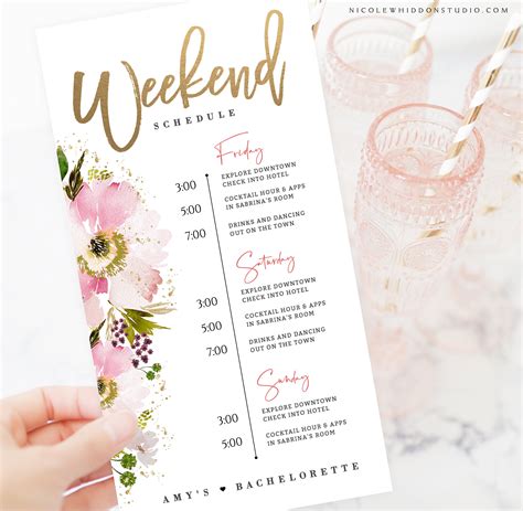 itinerary template for bachelorette party